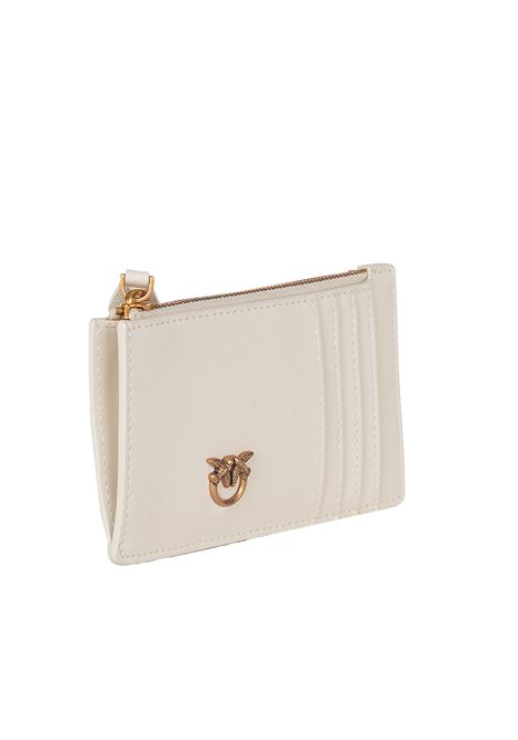Portacarte Pinko donna Airone 100251 A1YB Beige pelle zip portamonete cotone logo PINKO | Portacarte | 100251 A1YBZ14Q